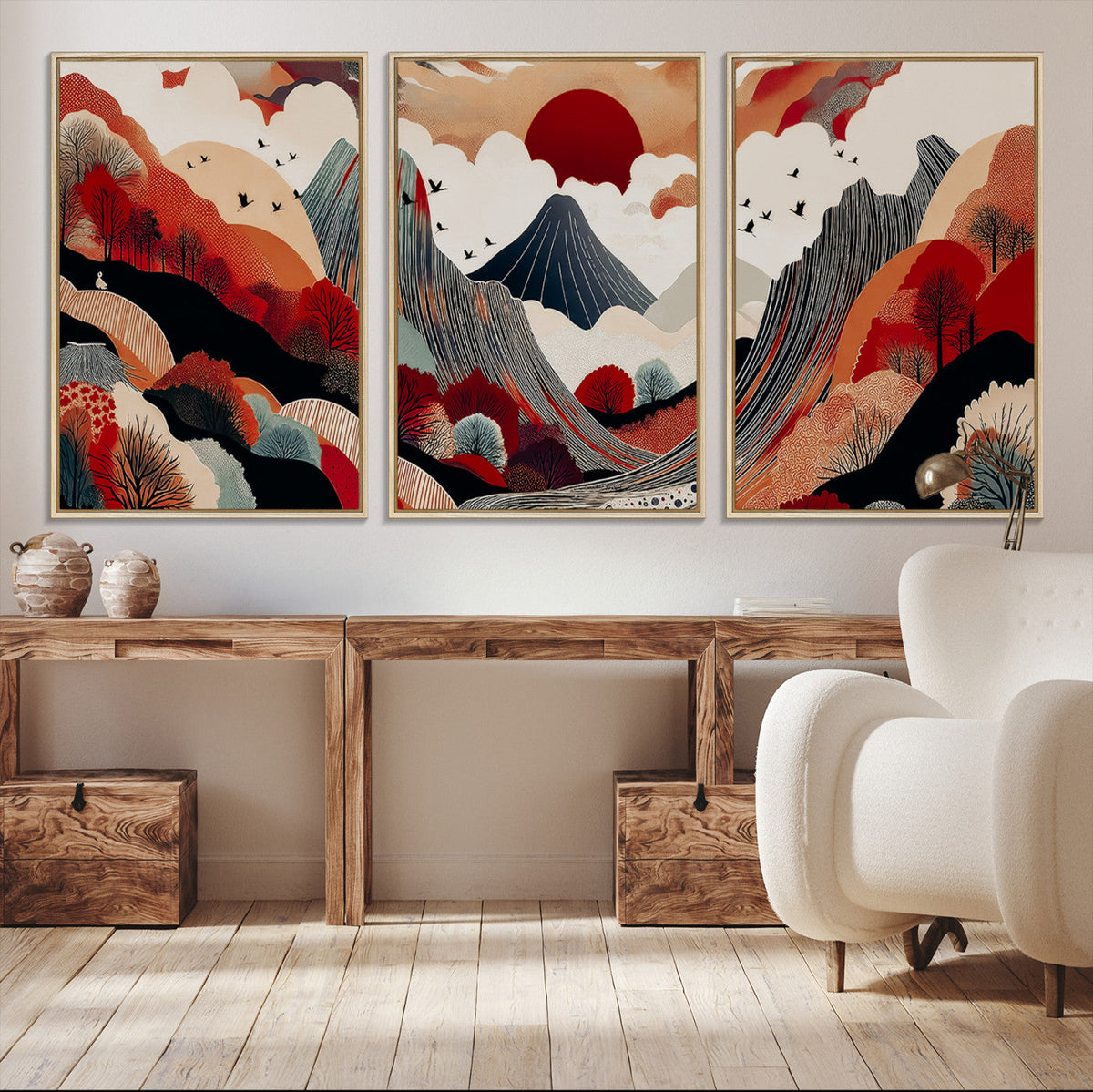 Abstract Mountain Wall Art | Framed Vibrant Landscape Canvas