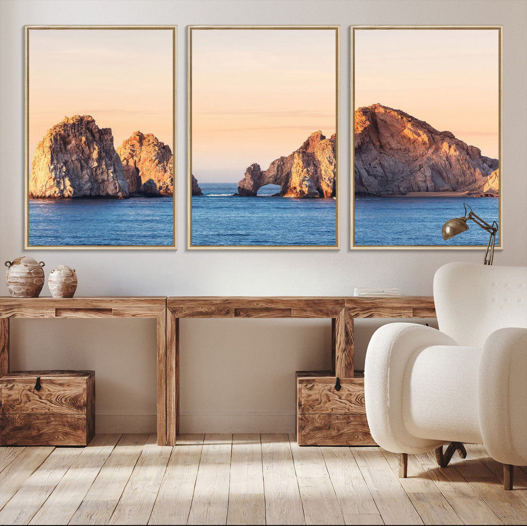 El Arco Wall Art Canvas Print, Framed Cabo San Lucas Ocean Arch Coastal Art