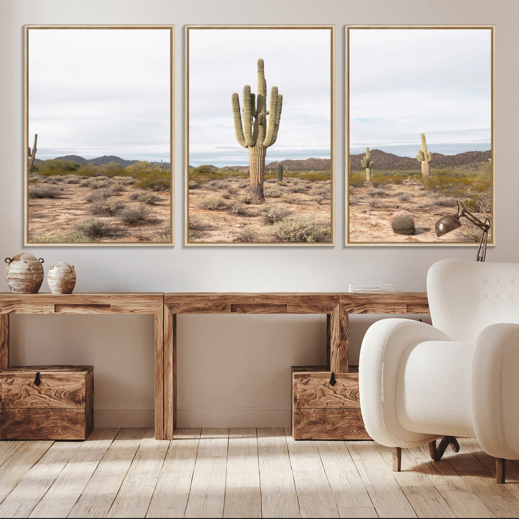 Saguaro Cactus Wall Art | Framed Desert Canvas Artwork