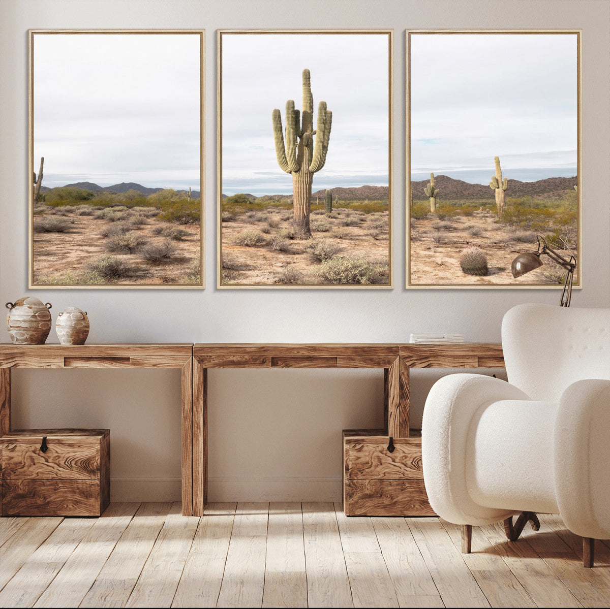 Saguaro Cactus Wall Art | Framed Desert Canvas Artwork
