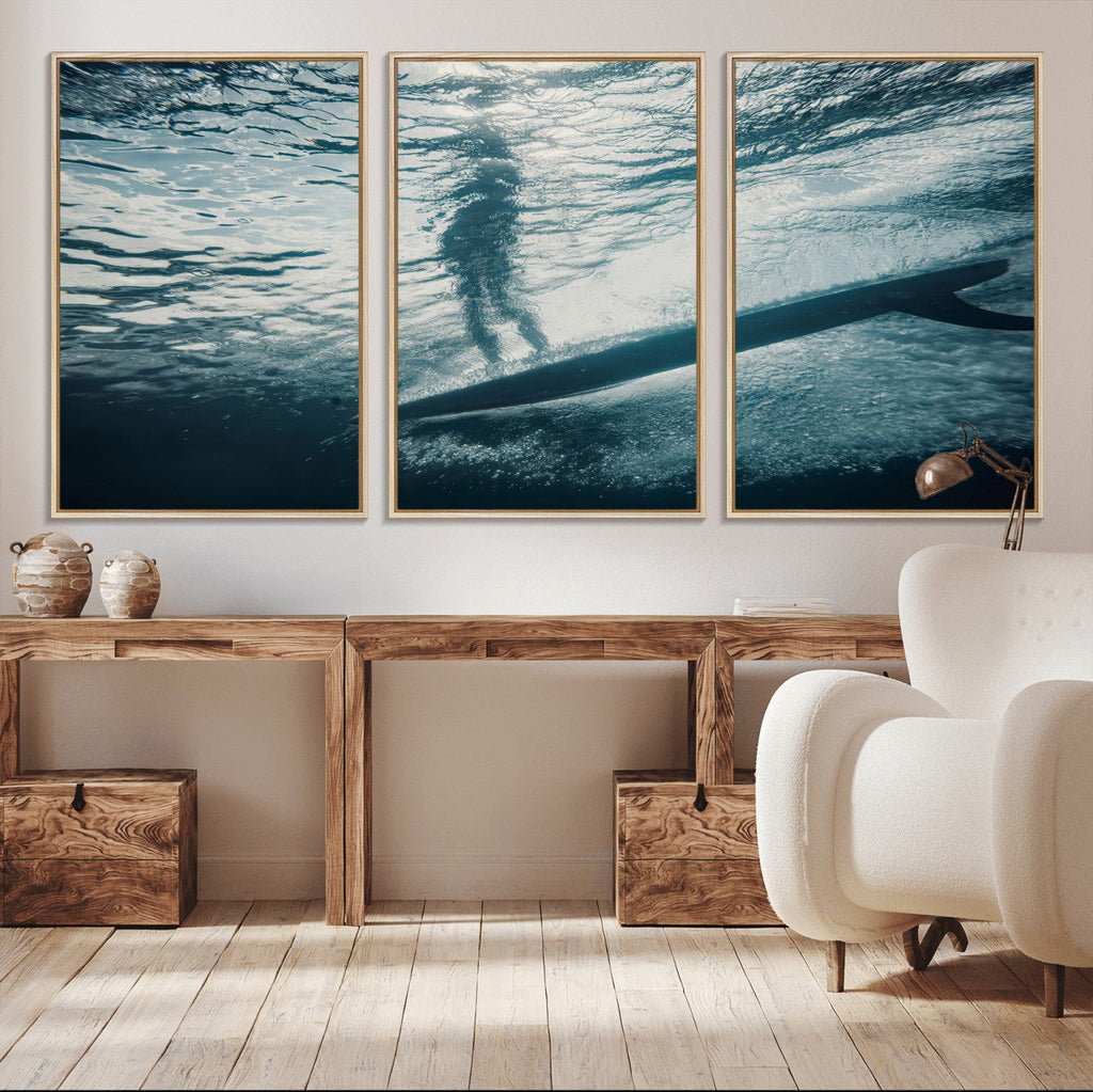 Underwater Surf Wall Art | Framed Ocean Wave Canvas Artwork