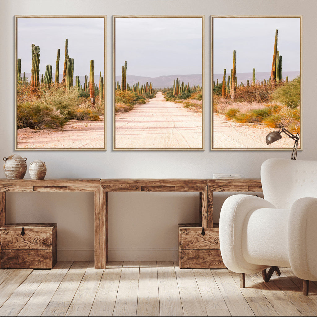 Desert Cactus Wall Art | Framed Southwestern Canvas Artwork