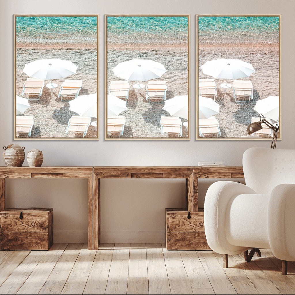 Calm Beach Wall Art | Framed Turquoise Water Canvas Artwork