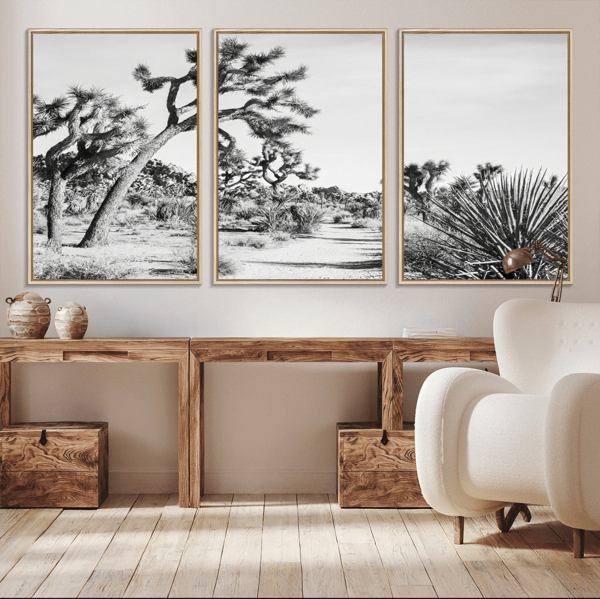 Joshua Tree Wall Art | Black & White Canvas Print, Nature Serenity Decor