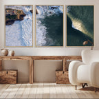 Ocean Wave Wall Art | Aerial Coastal View Canvas Artwork