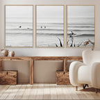 Surfer Silhouette Wall Art | Framed Calm Ocean Canvas