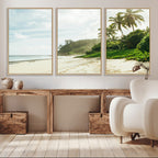 Relaxing Beach Wall Art Canvas Print, Framed Ocean View Coastal Serenity