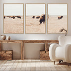 Bison Herd Wall Art Canvas Print, Framed Western Prairie Serenity