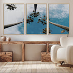 Tropical Palm Trees Wall Art Canvas Print, Framed California Sky Minimalist Nature