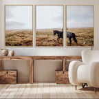 Cowboy Wall Art Canvas Print, Framed Western Rustic Ranch Scene