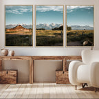 Rustic Farmhouse Wall Art Canvas Print, Teton Range Mormon Row Barn