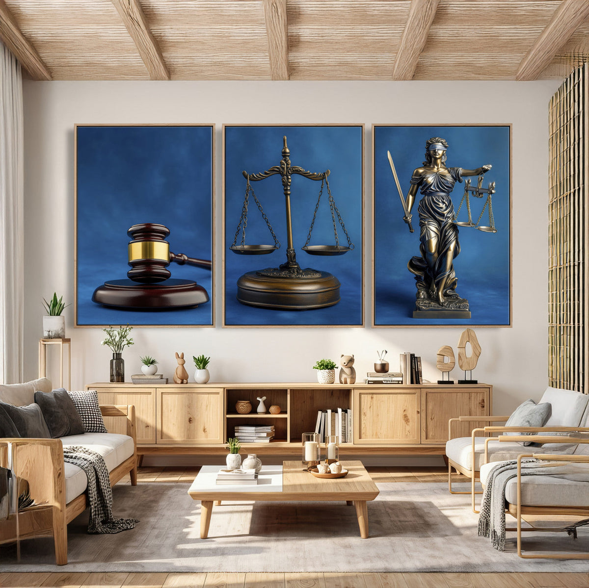 Legal Justice Wall Art Canvas Print | Gavel, Scales and Lady Justice