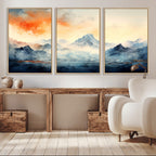 Warm Clouds Abstract Mountain Wall Art, Modern Landscape Canvas Print