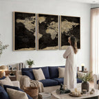 Push Pin World Map Canvas Wall Art Print, Interactive Travel Map