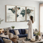World Map Canvas Print | Framed Travel Map Wall Art for Couples