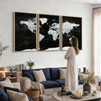 World Map Canvas Print | Framed Push Pin Wall Art, Color Splash Travel Map