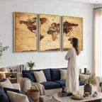 Modern Red and Gray World Map Canvas Print | Framed Wall Art