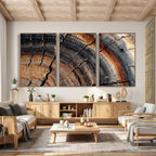 Abstract Tree Ring Wall Art Print, Natural Rustic Wood Grain Canvas
