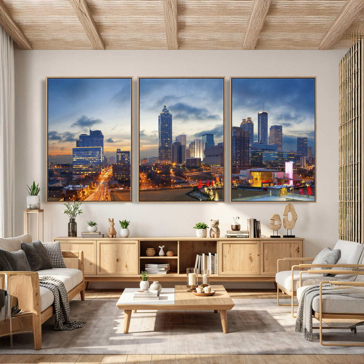 Atlanta Skyline Wall Art Canvas Print, Atlanta Downtown Night Cityscape