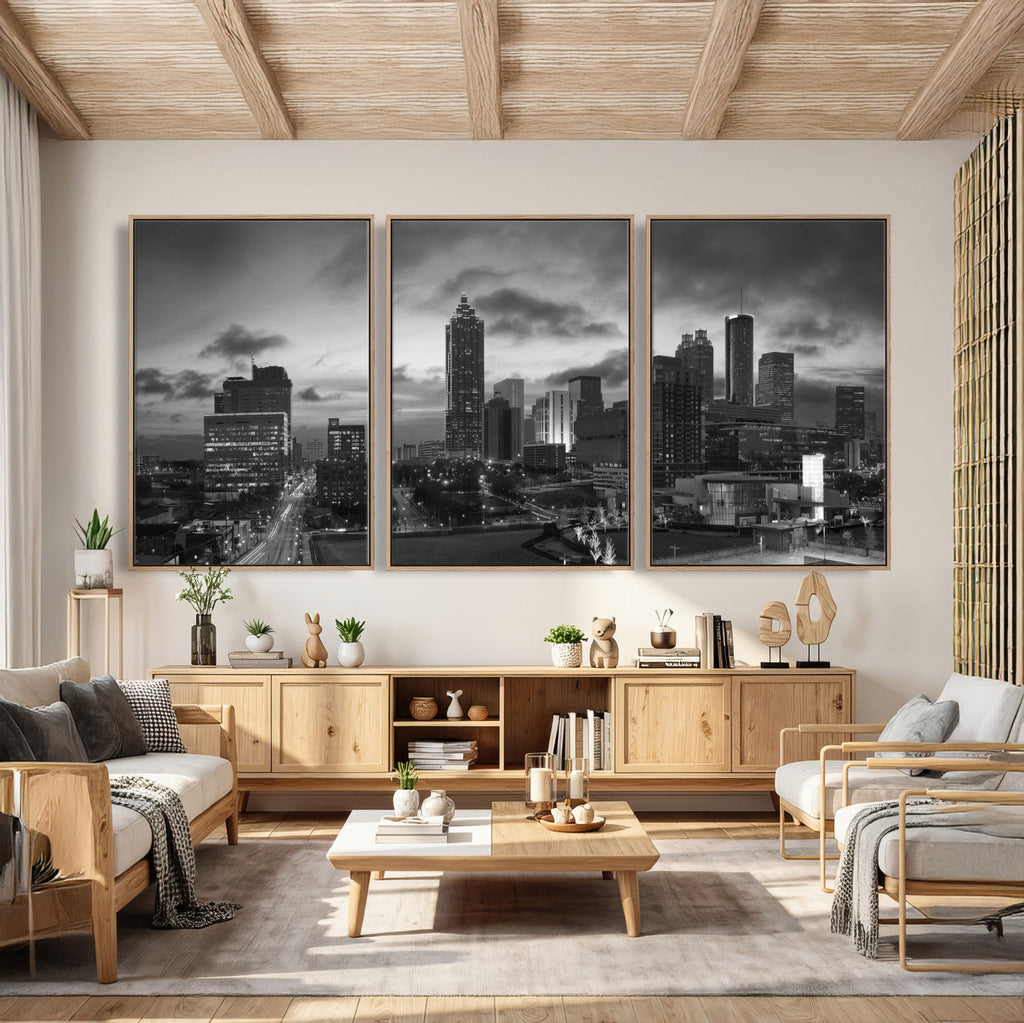 Atlanta Skyline Wall Art Canvas Print, Atlanta Downtown Night Cityscape