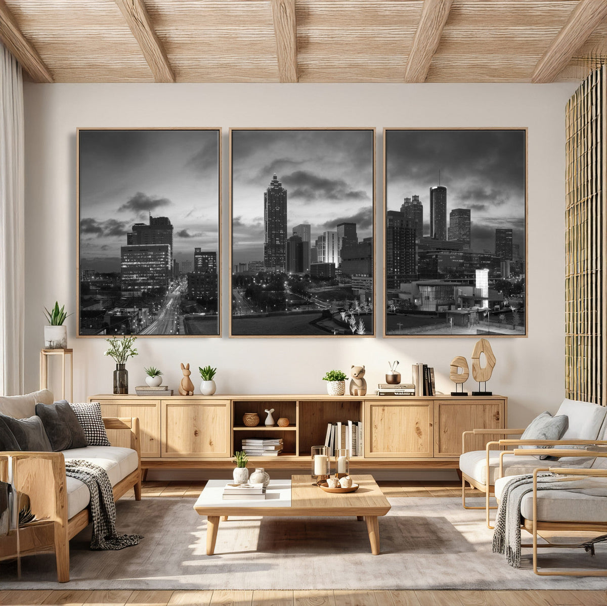 Atlanta Skyline Wall Art Canvas Print, Atlanta Downtown Night Cityscape