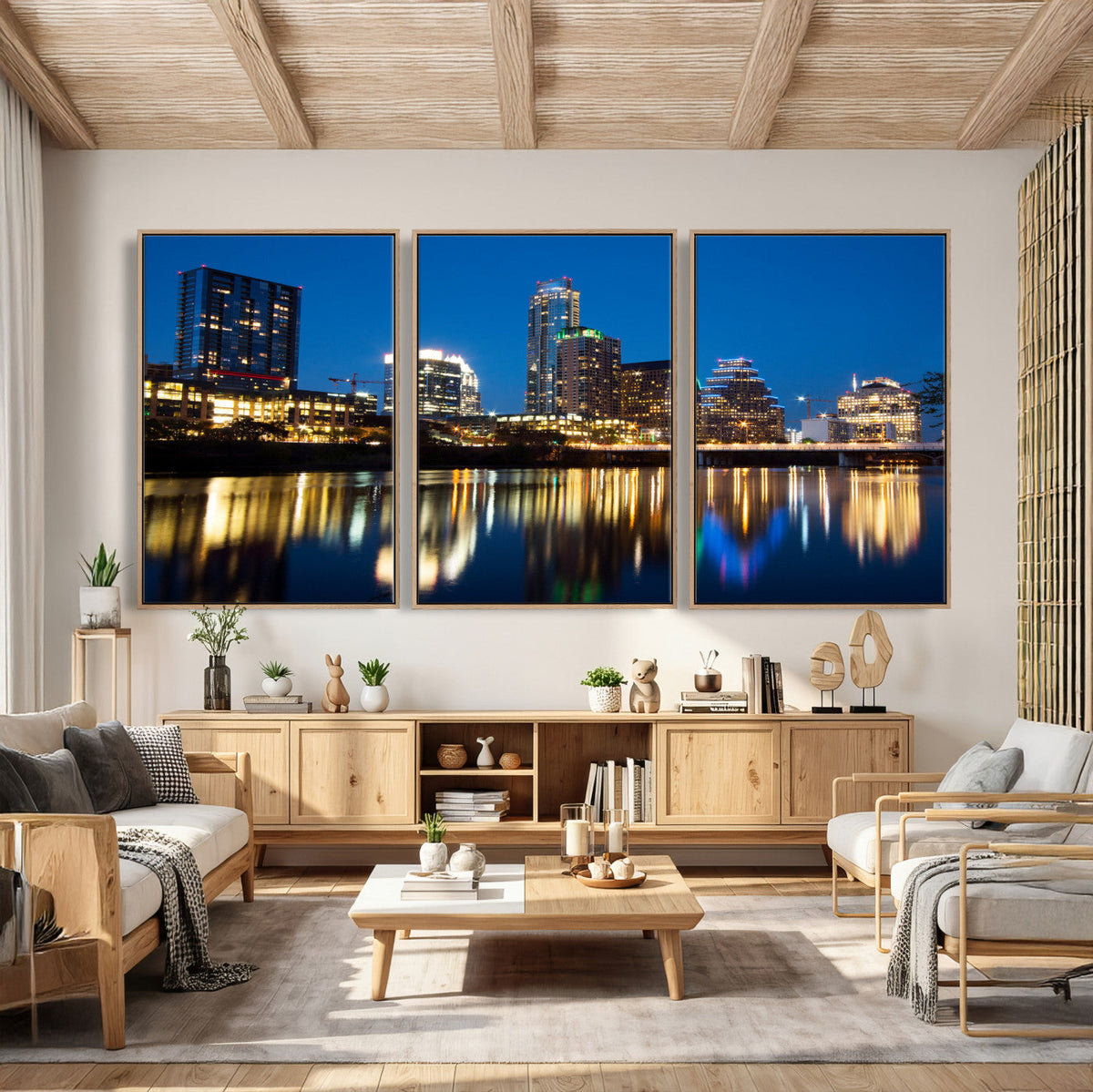 Austin Skyline Wall Art Canvas Print, Austin Downtown Night Cityscape
