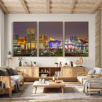 Baltimore Skyline Wall Art Canvas Print, Baltimore Downtown Night Cityscape