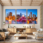 Chicago Wall Art Canvas Print, Chicago City Downtown Night Cityscape