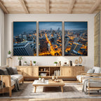 Chicago Wall Art Canvas Print - Chicago City Downtown Night Cityscape