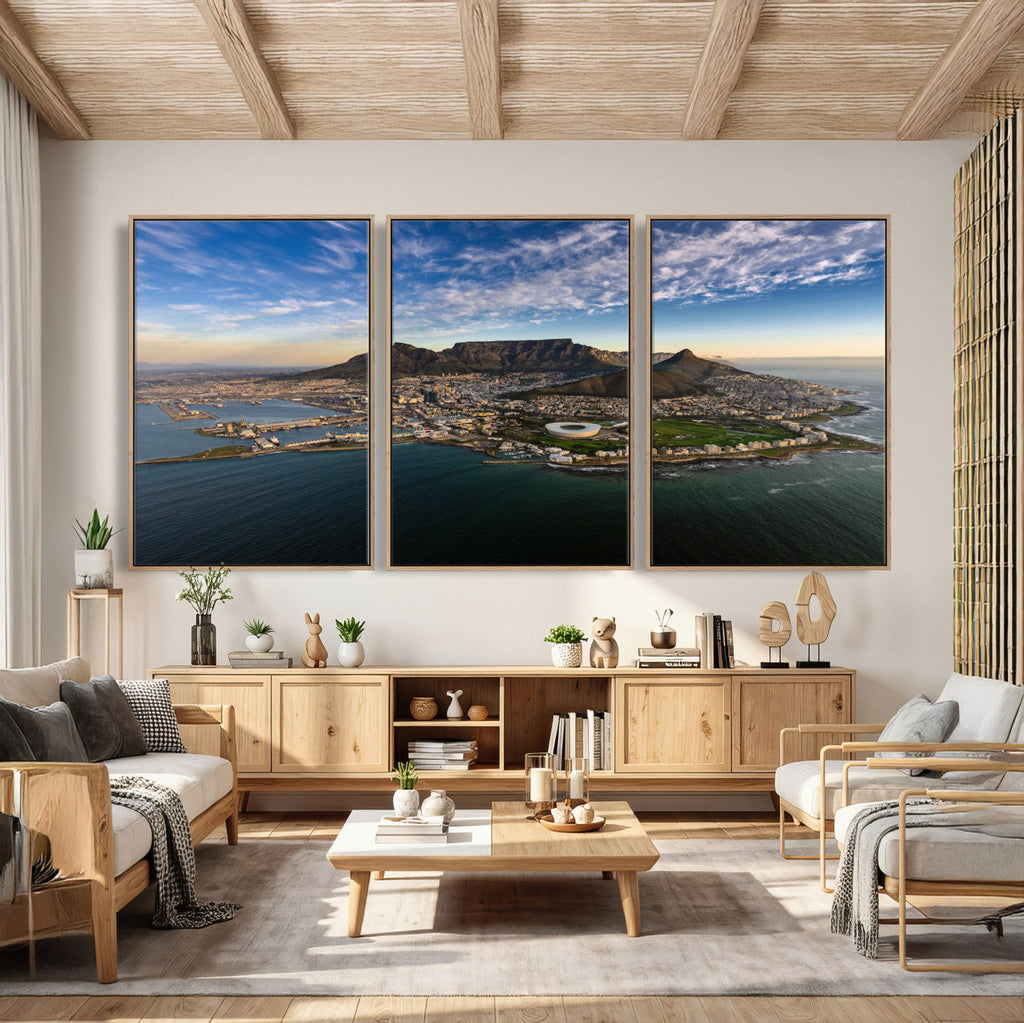 Cape Town Wall Art Canvas Print | Table Mountain Coastal Skyline Panorama