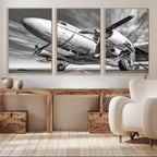 Vintage Airplane on Runway Canvas Print