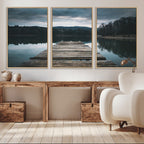 Wooden Bridge Near Lake Wall Art Canvas Print