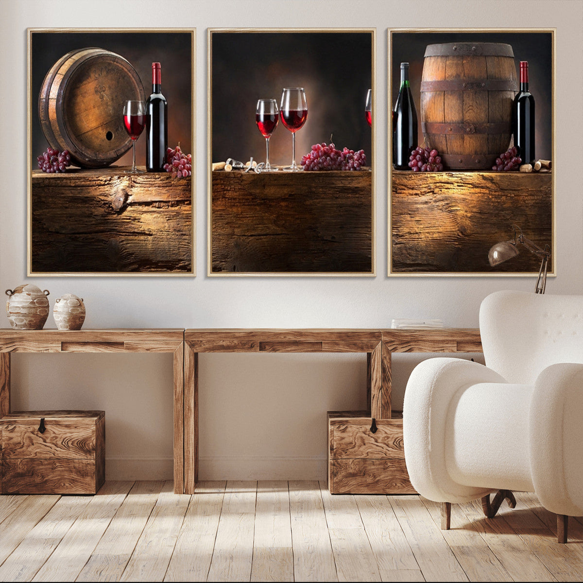 Wine and Barrels Wall Art Canvas Print