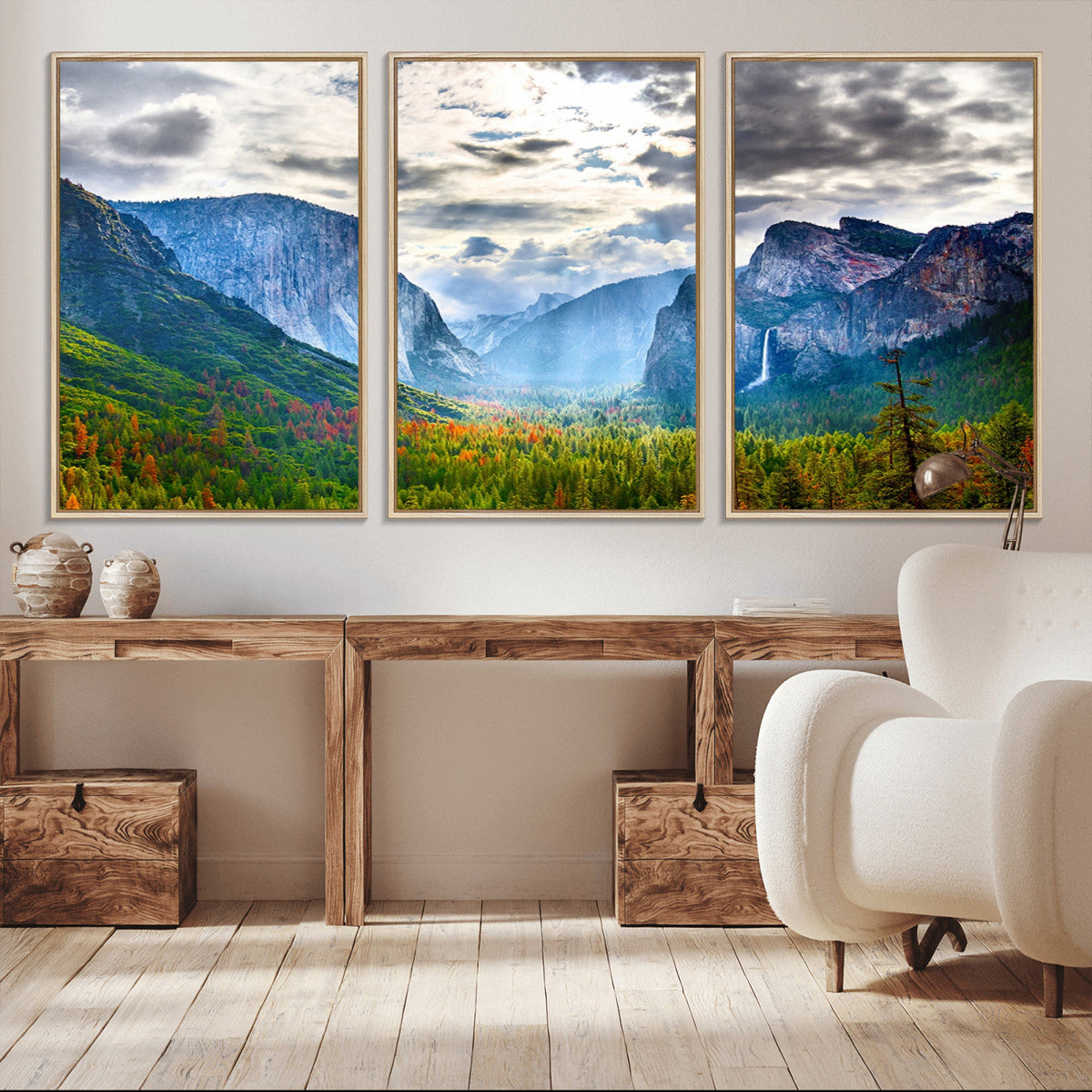 Yosemite Park Half Dome 3 Panel Canvas Print | Large Giclée Landscape Wall Art