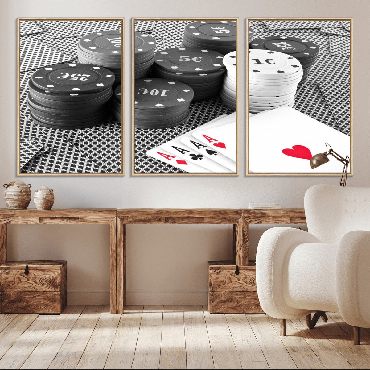 Poker Game Cards Wall Art Canvas, Multi Panel Wall Art