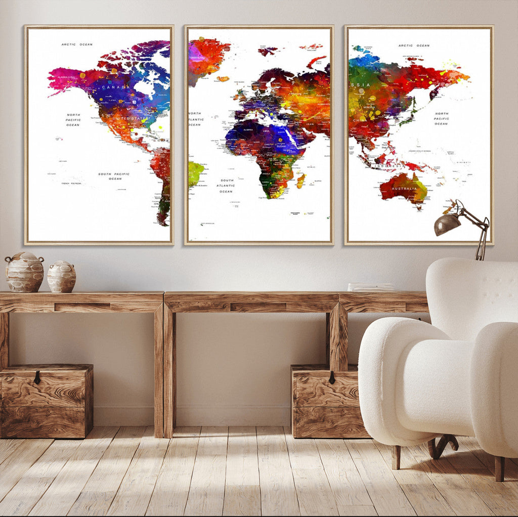 World Map Canvas Print | Detailed Map of the World Wall Art