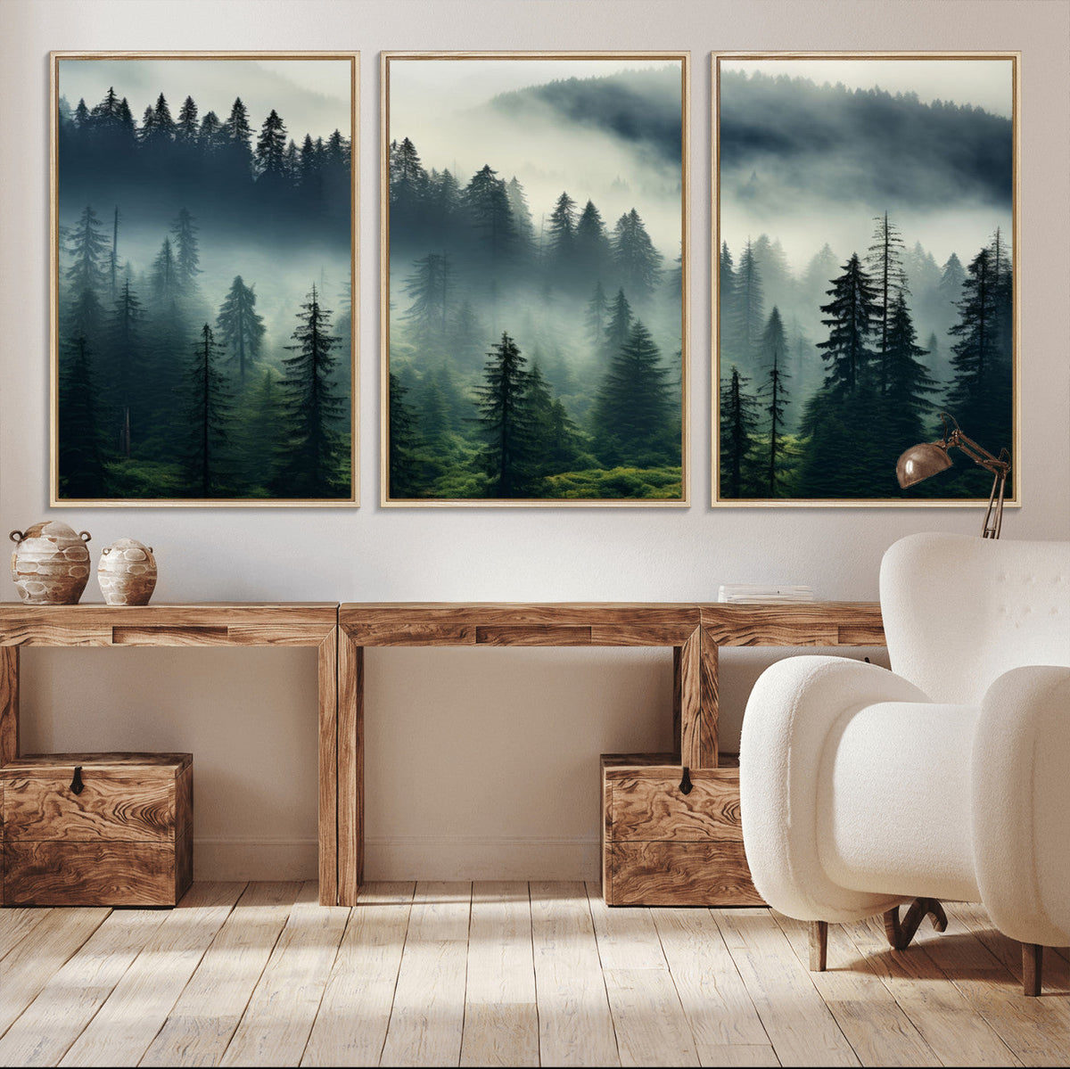 Captivating Misty Forest Wall Art, Foggy and Serene Atmosphere Canvas Print