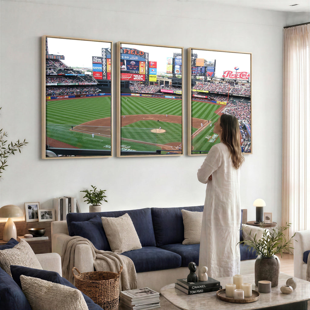 New York Mets Baseball Team Print, Citi Field Baseball Stadium Wall Art