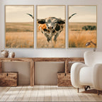 Texas Cow Wall Art Canvas Print for Farm House Wall Decor