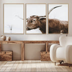 Rustic Bull Wall Art Canvas Print, Modern Longhorn Farmhouse Animal Decor