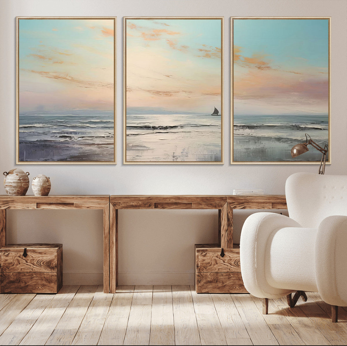 Abstract Ocean Wall Art, Boat Wall Art Canvas Print