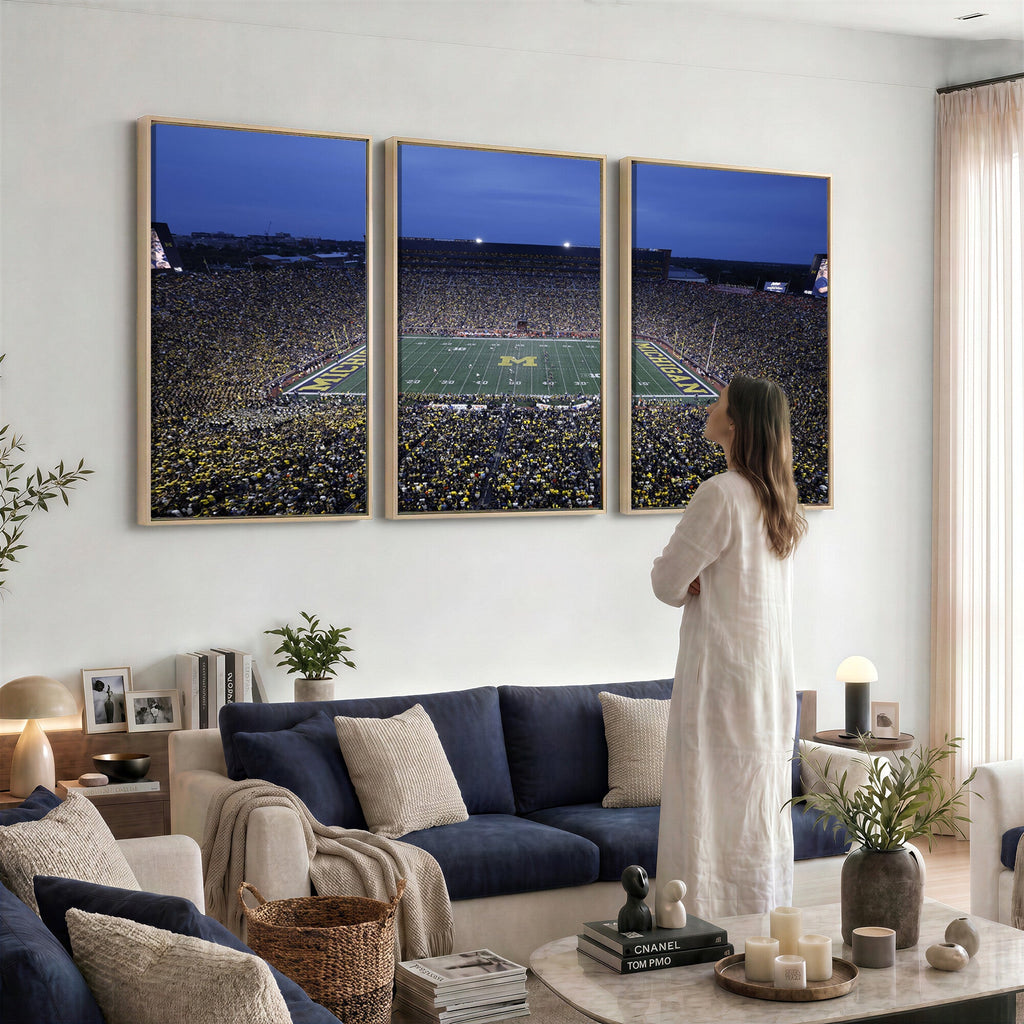 University of Michigan Wolverines Football Team Print, Ann Arbor, Home Bar Wall Decor