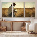 Jesus the Good Shepherd Wall Art Canvas Print, Inspirational Christian Religious Print for Prayer Room