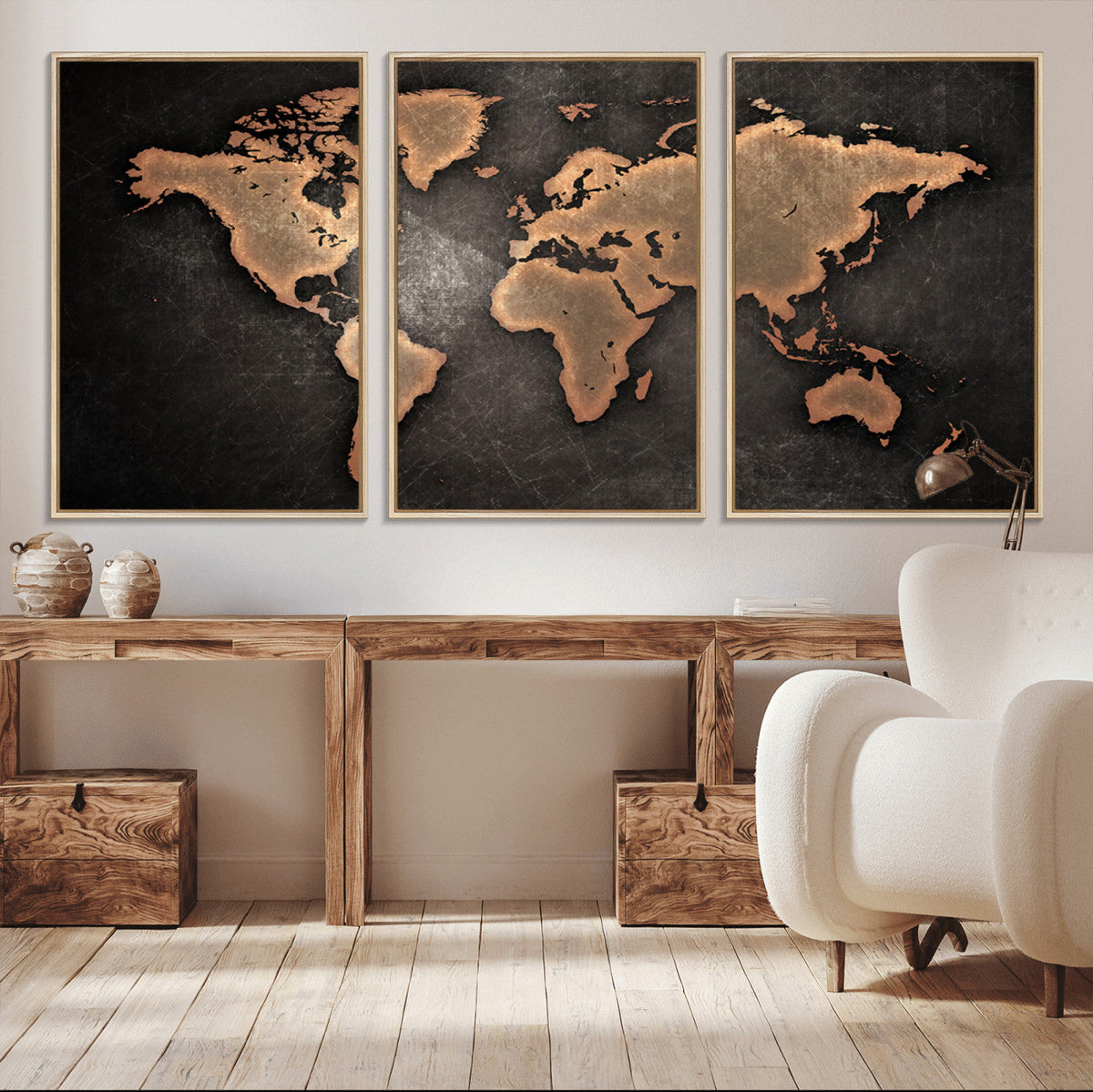 World Map Canvas Print | Framed Travel Map Wall Art for Couples