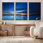 Blue Sunset Ocean Canvas Wall Art Print | Serene Coastal Horizon