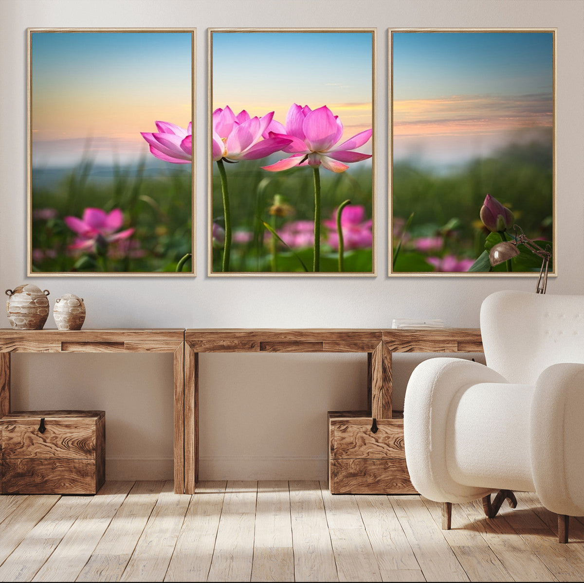 Pink Flower on the Mountain Canvas Print, Framed Pink Flower Canvas Wall Art