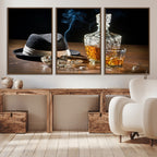 Extra Large Bourbon Wall Art, Whiskey Bar Theme Vintage Bottle Canvas Print