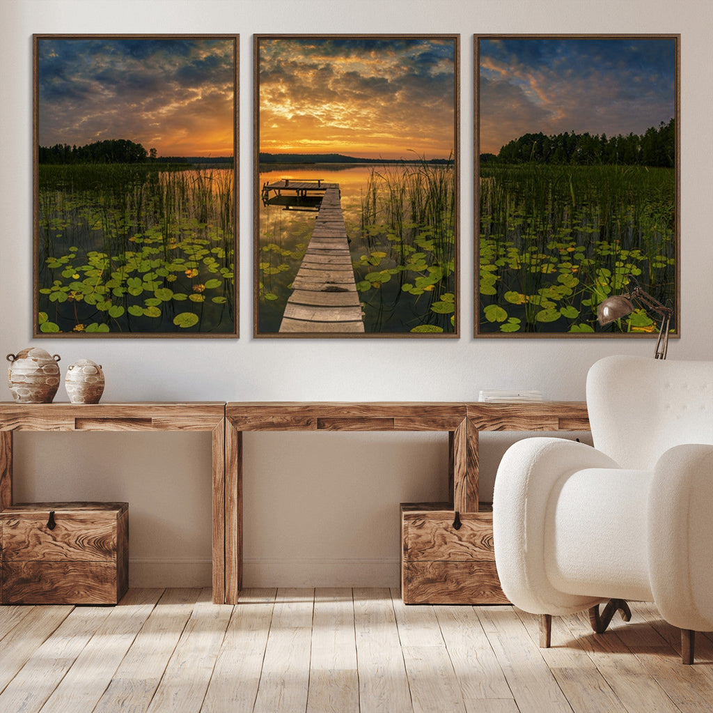 Lake and Flower Wall Art Canvas Print