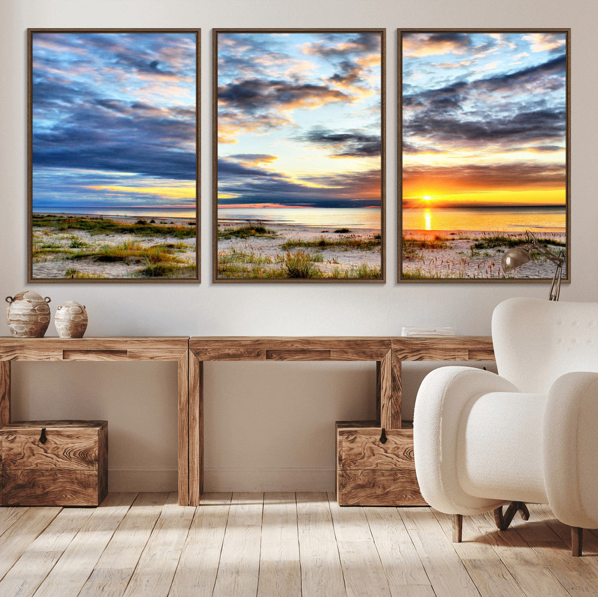Sunset On The Ocean Wall Art Canvas Print