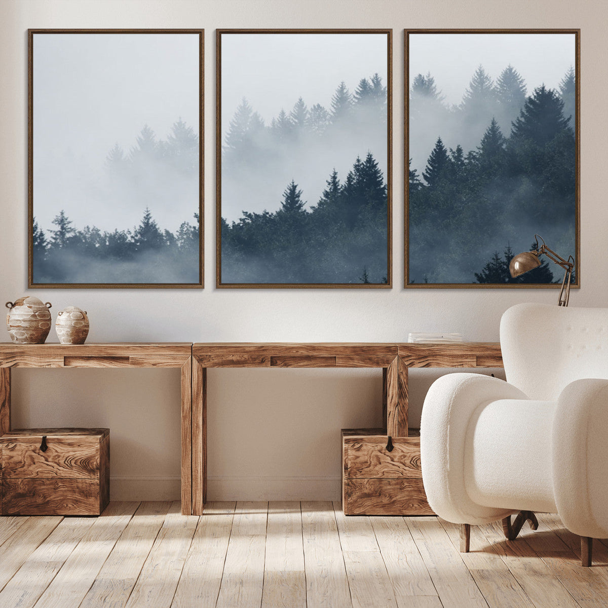 Foggy Pine Forest Wall Art Canvas Print